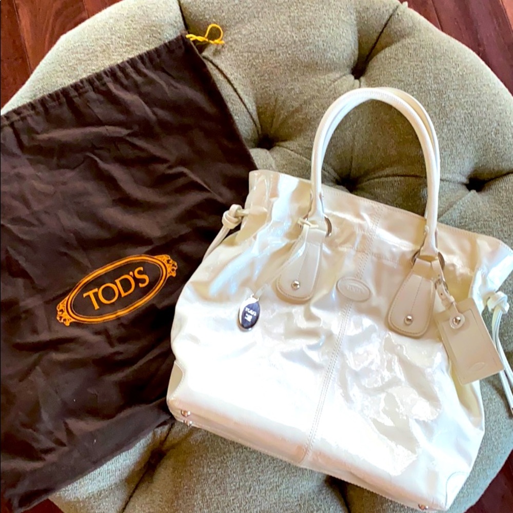 White Patent Leather Tod’s Tote